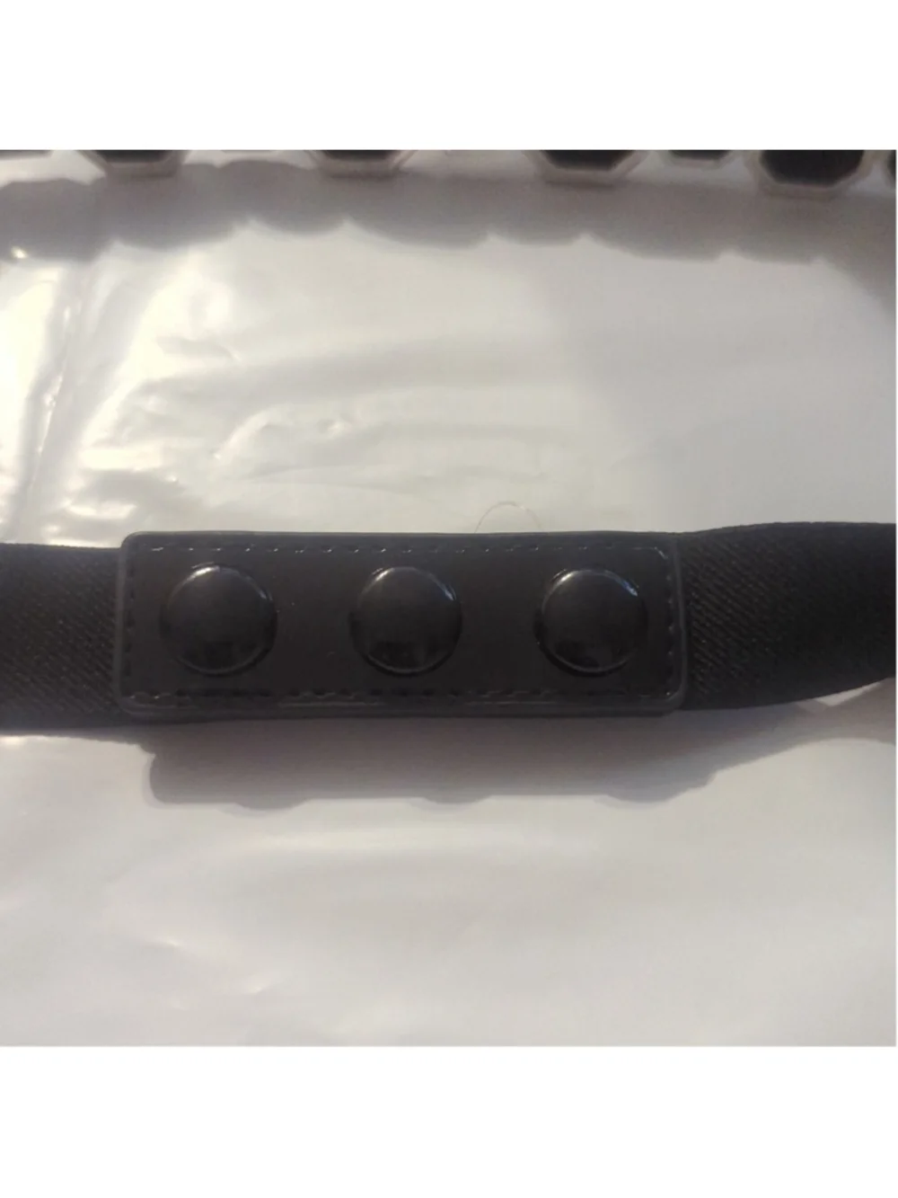 White House Black Market Silver Tone Black Rhinestone Embellished Stretch Belt